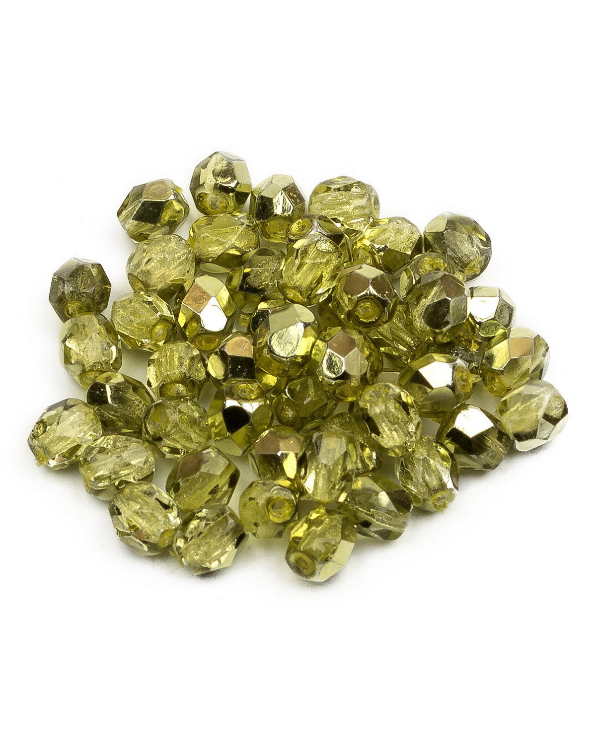 

Стеклянные чешские бусины ганеные круг 4 мм Crystal Lime Metallic Ice 50шт, Зеленый, FP-4