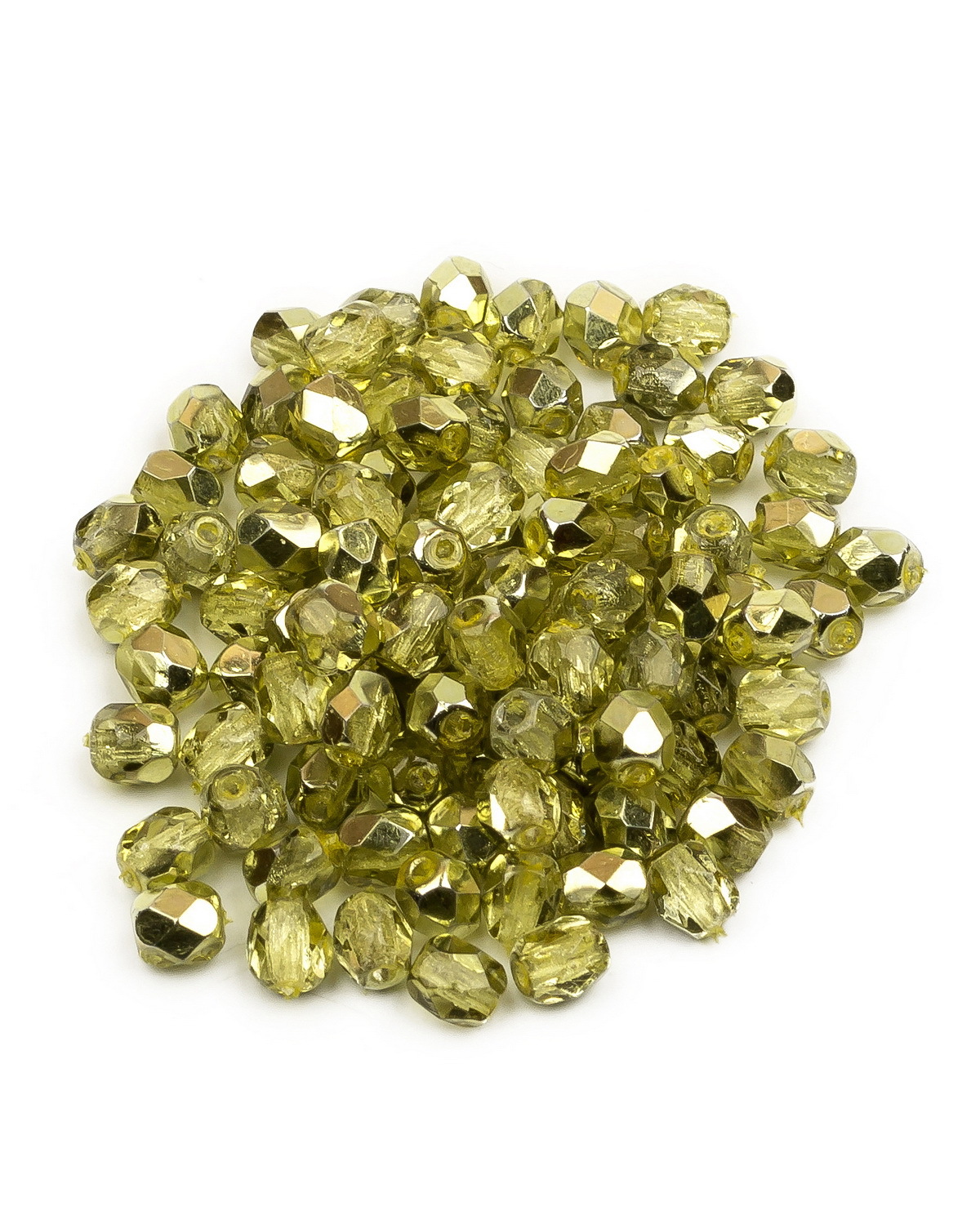 

Стеклянные чешские бусины ганеные круг 4 мм Crystal Lime Metallic Ice 100шт, Зеленый, FP-4
