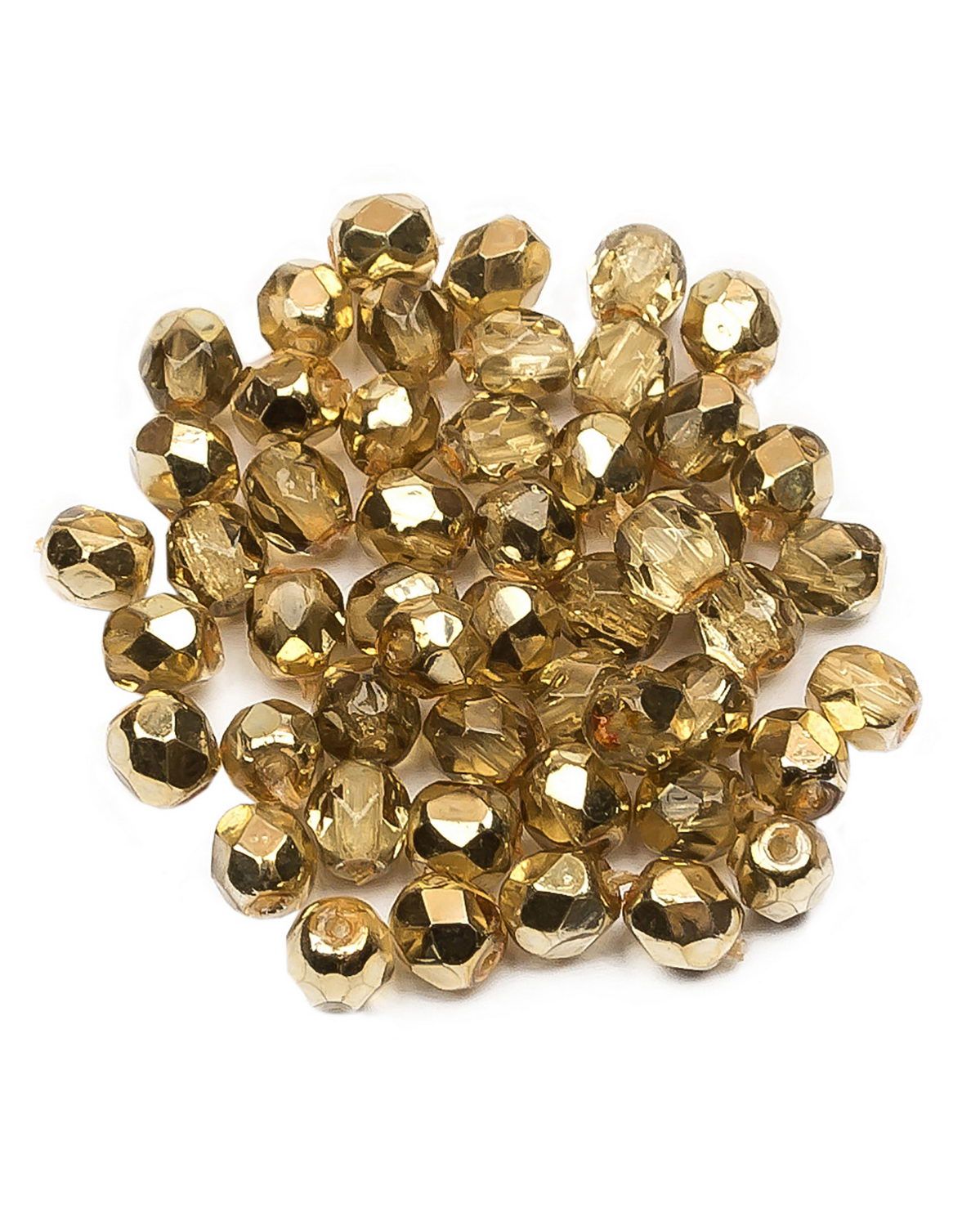 

Стеклянные чешские бусины ганеные круг 4 мм Crystal Apricot Metallic Ice 50шт, Золотой, FP-4