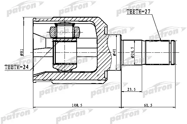 

ШРУС внутренний левый 27x41x24 KIA SPORTAGE 04-10 PATRON PCV1775