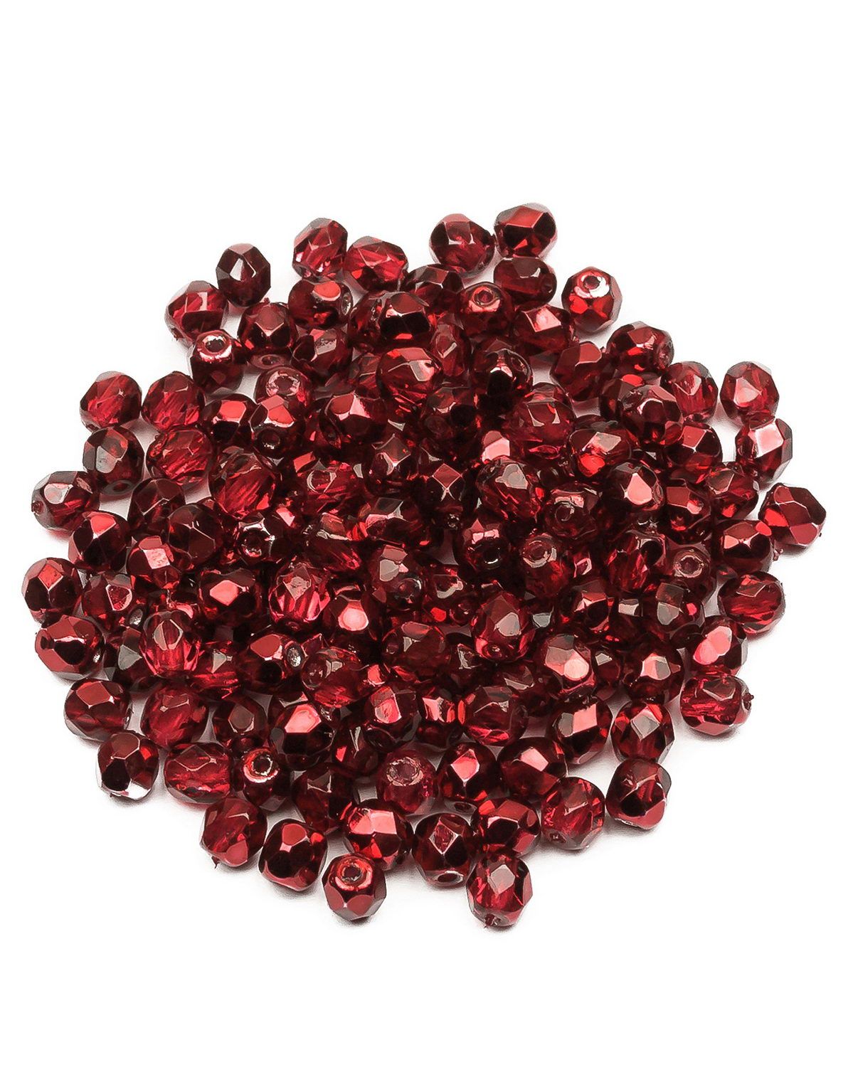 

Стеклянные чешские бусины ганеные круг 4 мм Crystal Pomegranate Metallic Ice 150шт, Красный, FP-4