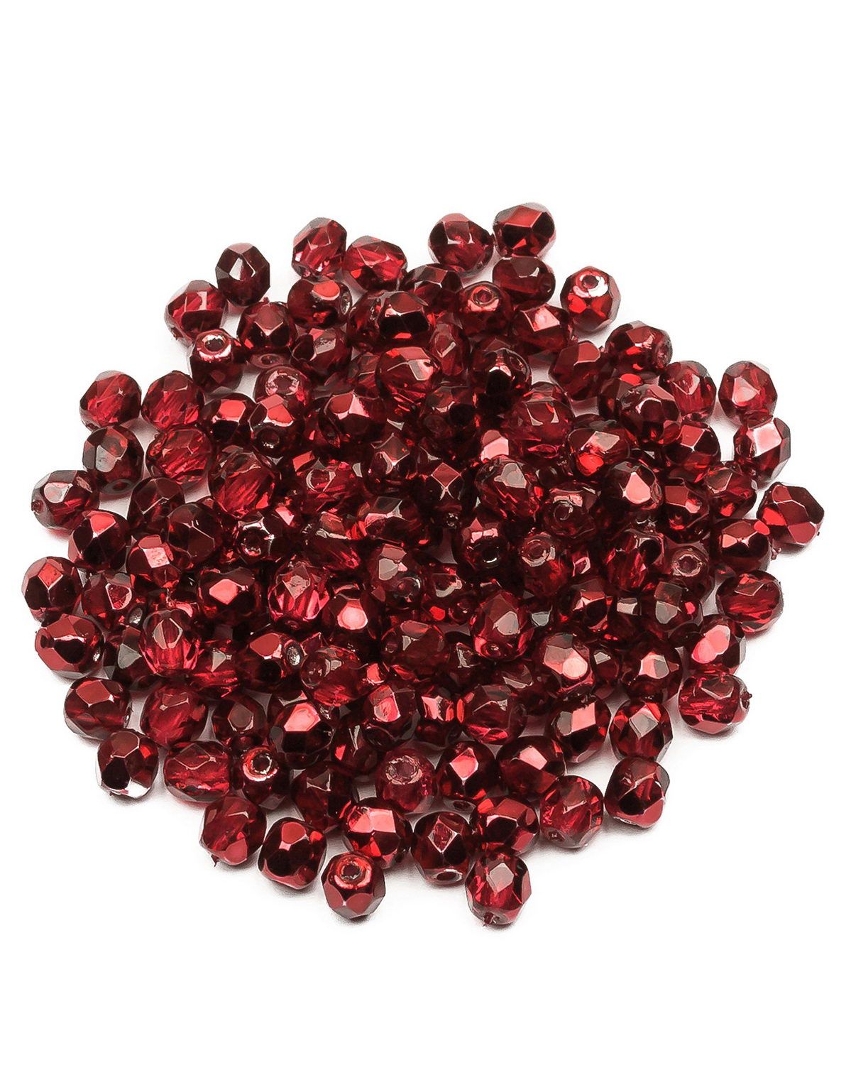 Стеклянные чешские бусины ганеные круг 4 мм Crystal Pomegranate Metallic Ice 150шт