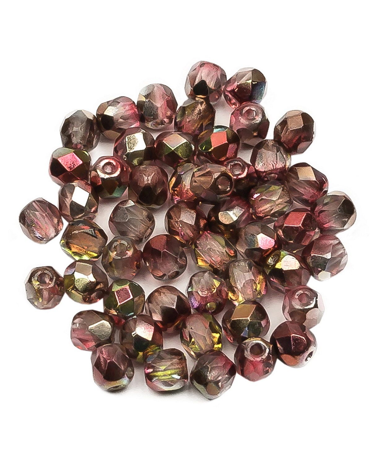 

Стеклянные чешские бусины Fire polished beads ганеные круглые 4 мм Crystal Magic Wine 50шт, Разноцветный, FP-4