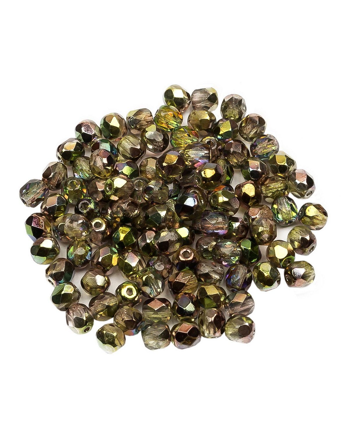 

Стеклянные чешские бусины Fire polished beads ганеные круг 4 мм Crystal Magic Green 100шт, Зеленый, FP-4