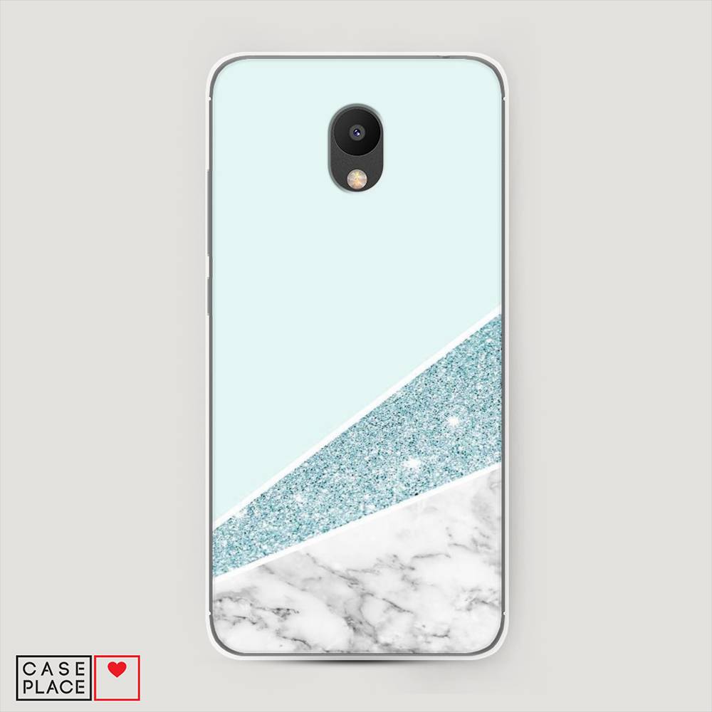 фото Чехол awog "мрамор с голубыми блестками" для meizu m6