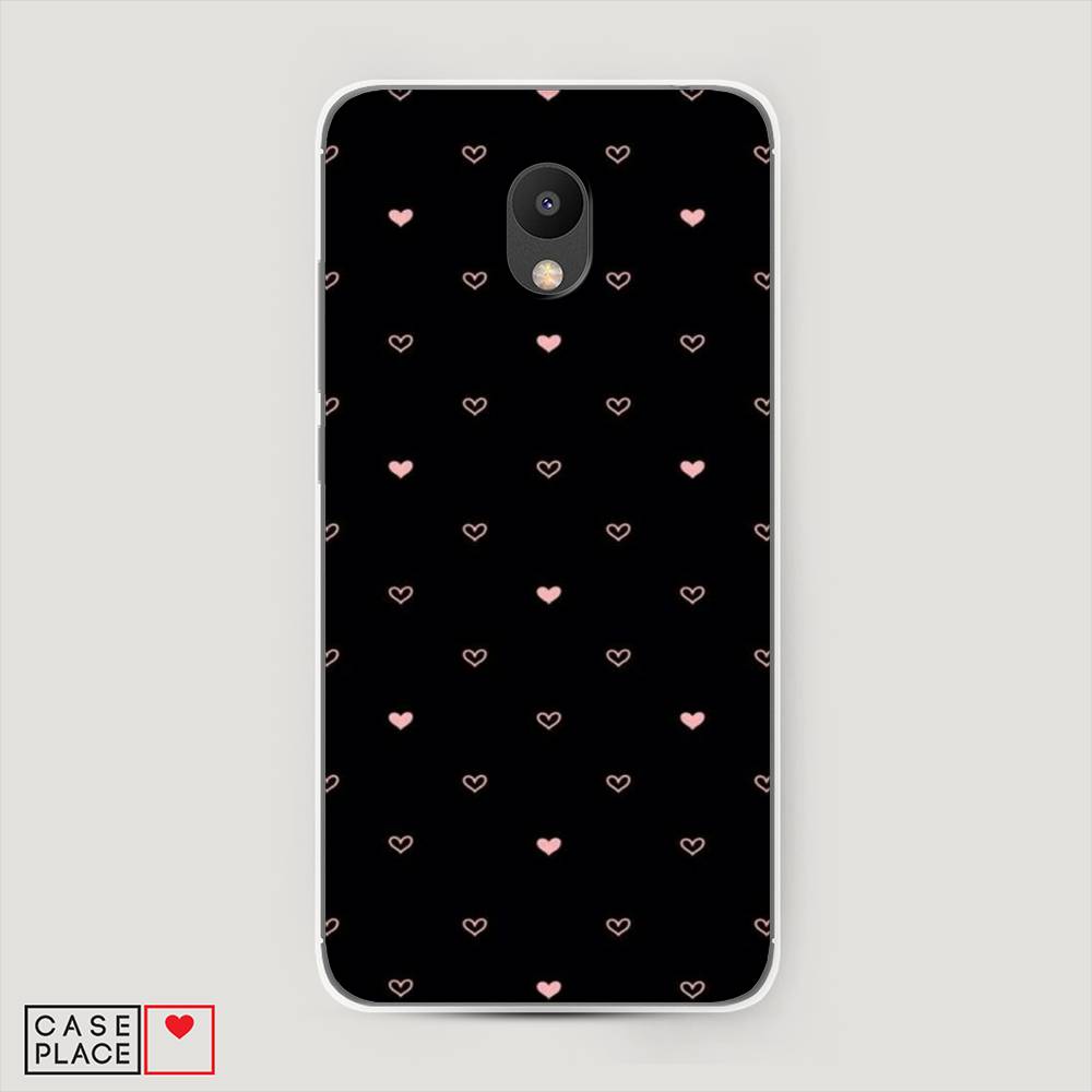 

Чехол Awog на Meizu M6 "Черный фон и сердечки", Розовый;серый;черный, 72050-3