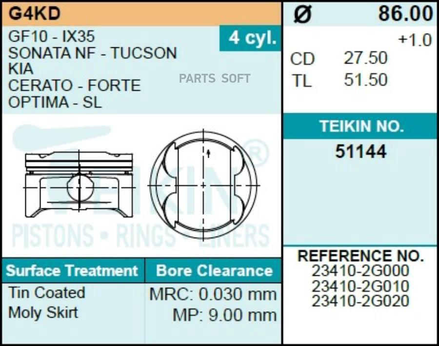 

Поршень Двигателя Teikin 51144std TEIKIN арт. 51144STD