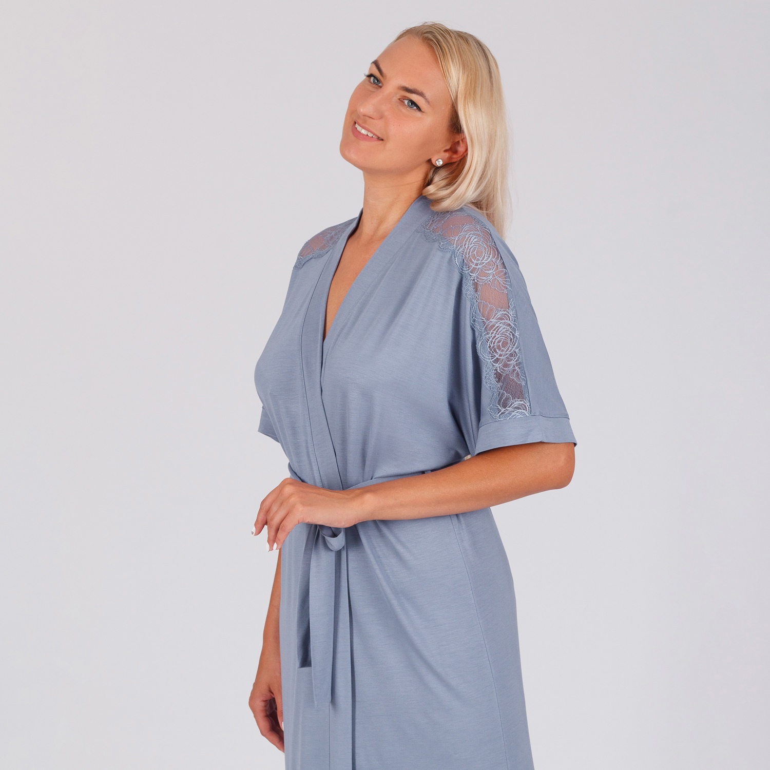 Халат женский BELARUSACHKA C5318 синий 50 RU