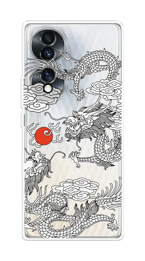 

Чехол Homey на Honor 70 "Драконы с ножом", Прозрачный;черный;белый, 6108250-1