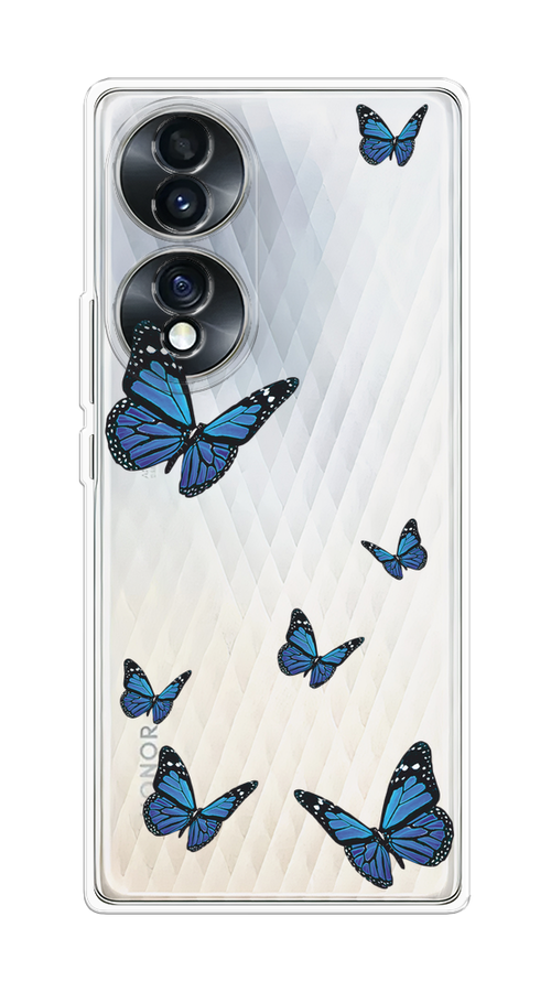 

Чехол Homey на Honor 70 "Blue butterflies", Синий;черный, 6108250-1