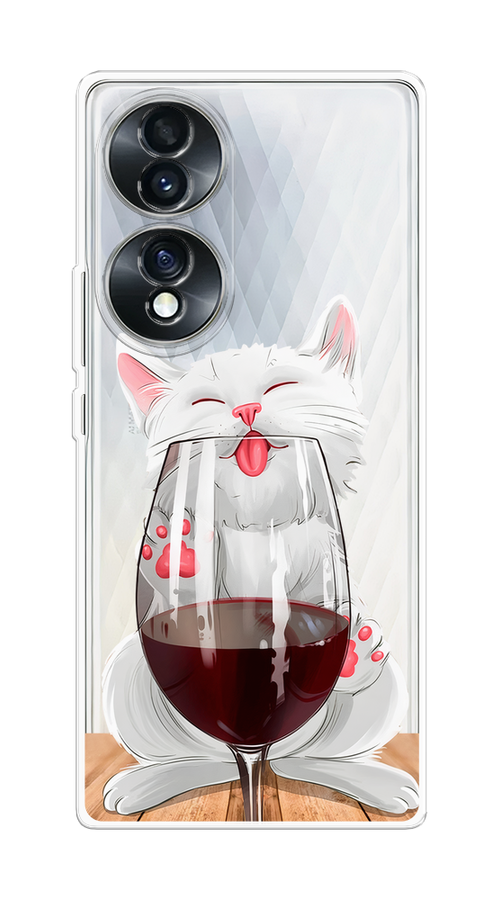 

Чехол Homey на Honor 70 "Кот с бокалом", Прозрачный;белый;красный, 6108250-1