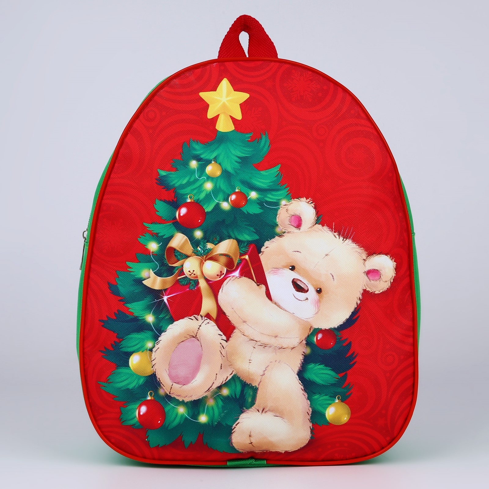 Рюкзак детский NAZAMOK KIDS Медвежонок с ёлкой, 30х25 см красный makkaroni kids комбинезон забавный медвежонок с1