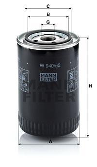 

Фильтр масляный двигателя MANN-FILTER W940/62, W 940/62