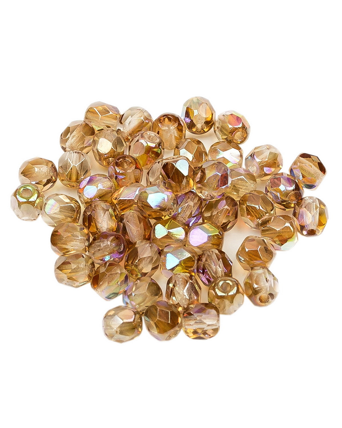 

Стеклянные чешские бусины Fire polished beads ганеные круг 4 мм Crystal Brown Rainbow 50шт, Разноцветный, FP-4