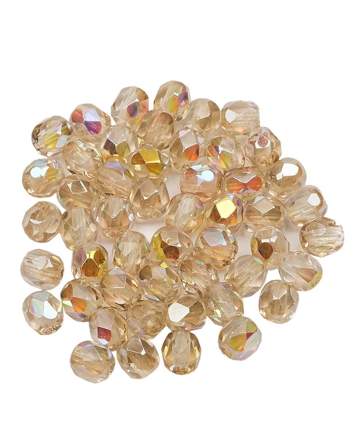 

Стеклянные чешские бусины Fire polished beads ганеные круг 4 мм Crystal Lemon Rainbow 50шт, Разноцветный, FP-4