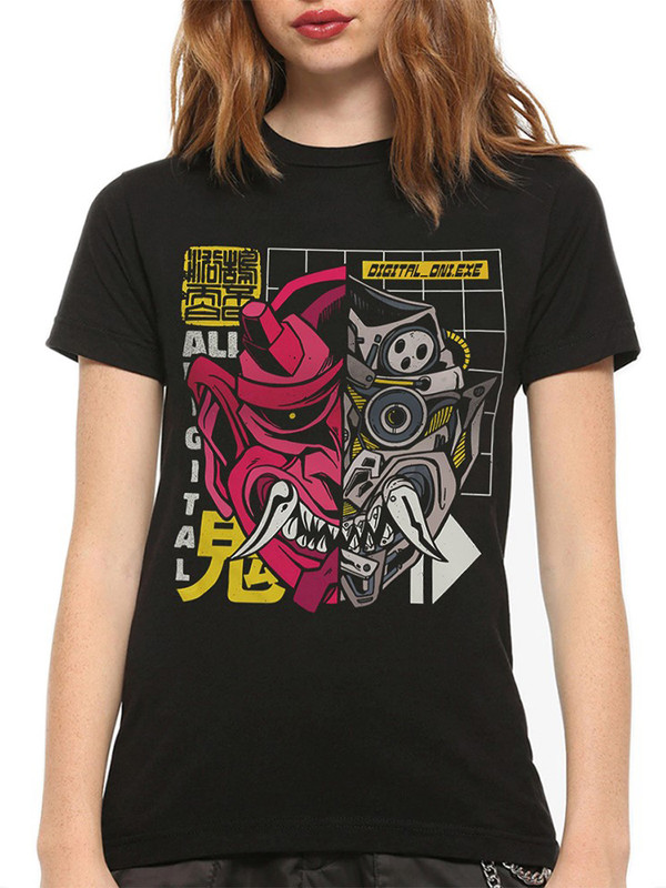 

Футболка женская DreamShirts Studio Японский демон Они / Киборг черная L, Черный, Японский демон Они / Киборг