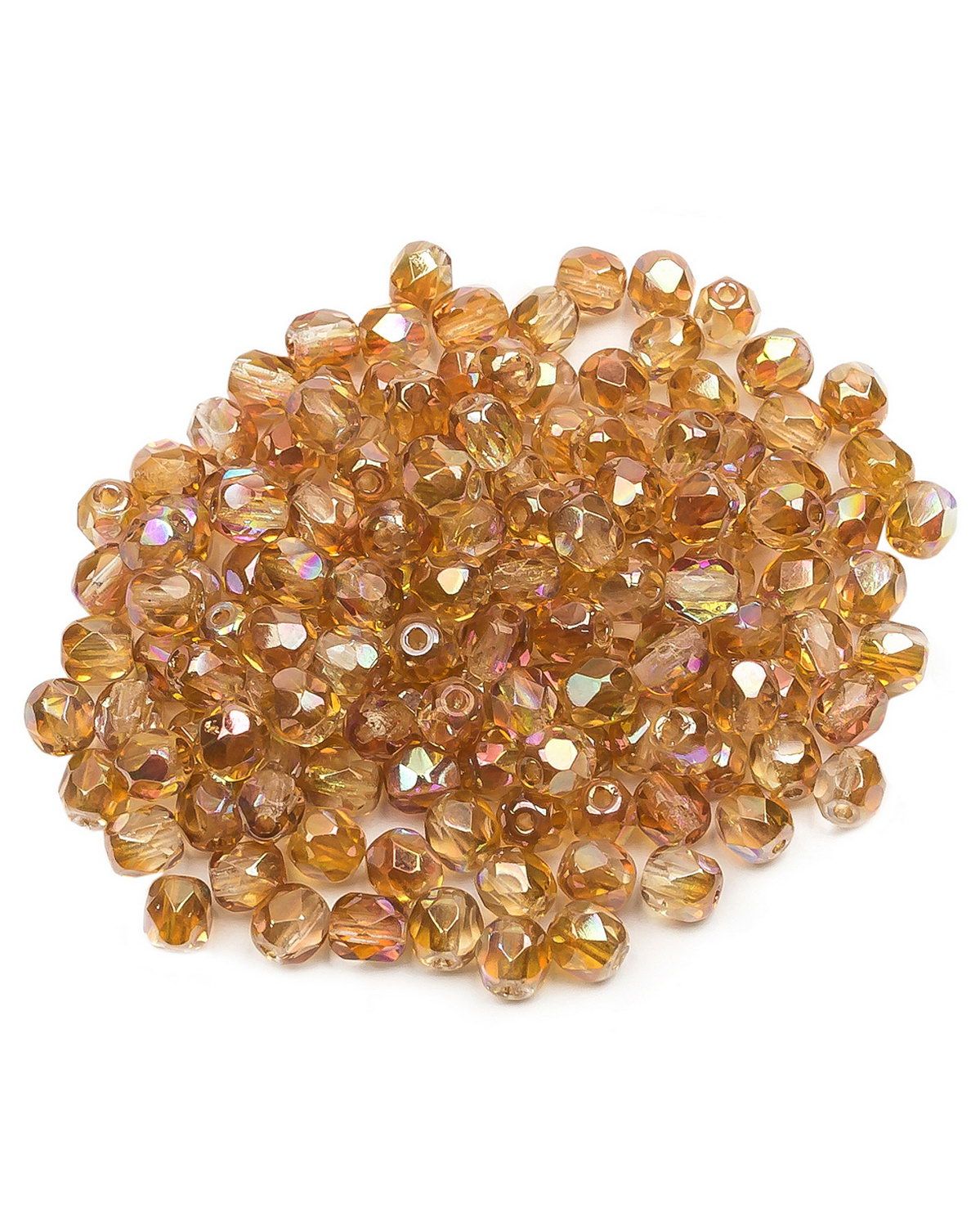 

Стеклянные чешские бусины ганеные круг 4 мм Crystal Orange Rainbow 150шт, Разноцветный, FP-4