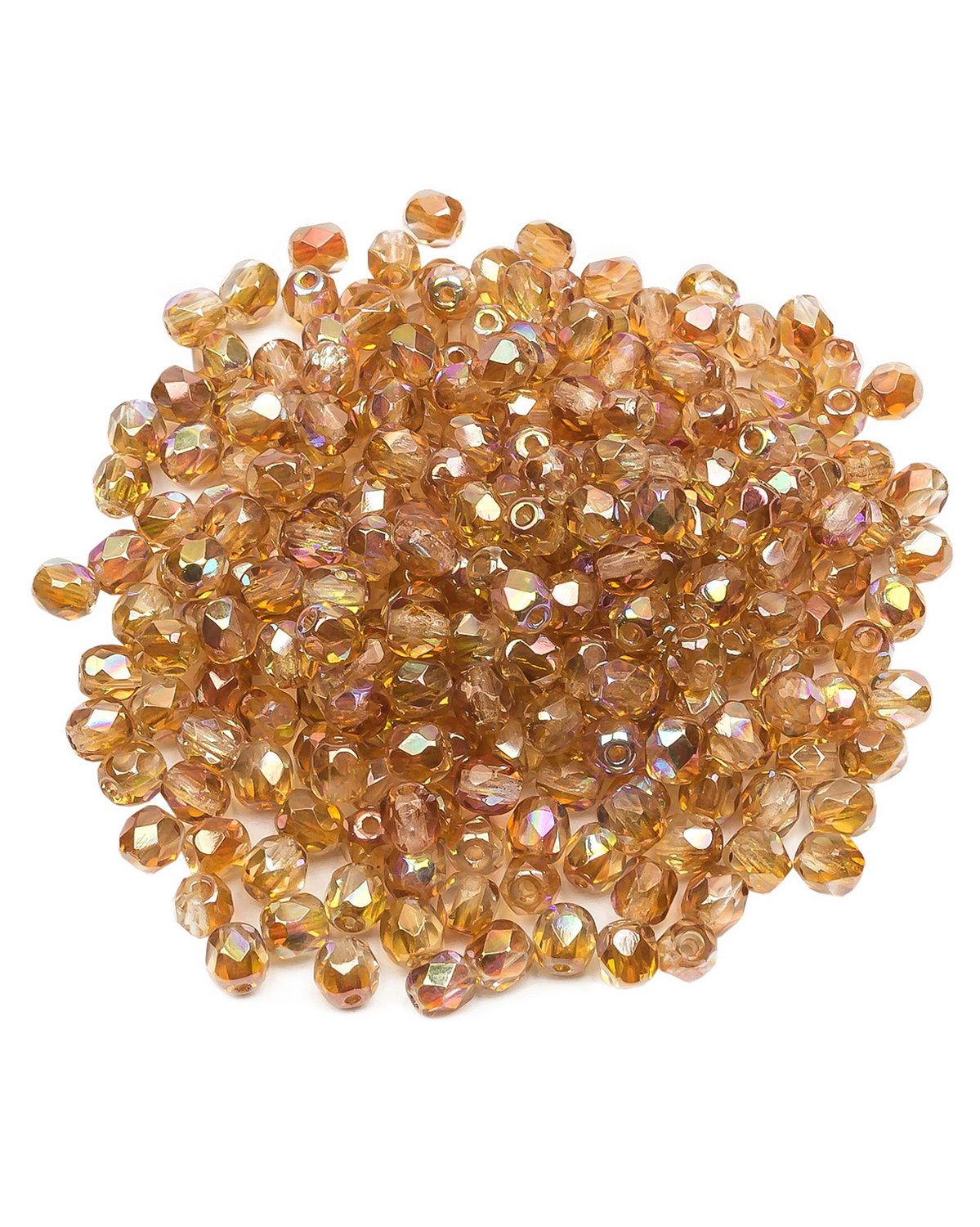 

Стеклянные чешские бусины ганеные круг 4 мм Crystal Orange Rainbow 250шт, Разноцветный, FP-4