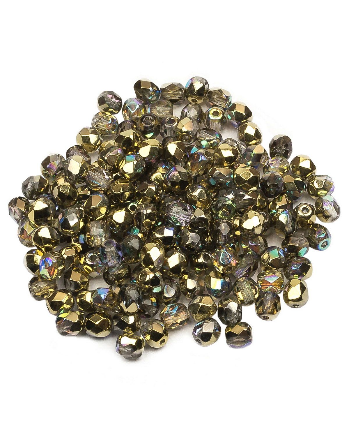 

Стеклянные чешские бусины ганеные круг 4 мм Crystal Golden Rainbow 150шт, Разноцветный, FP-4