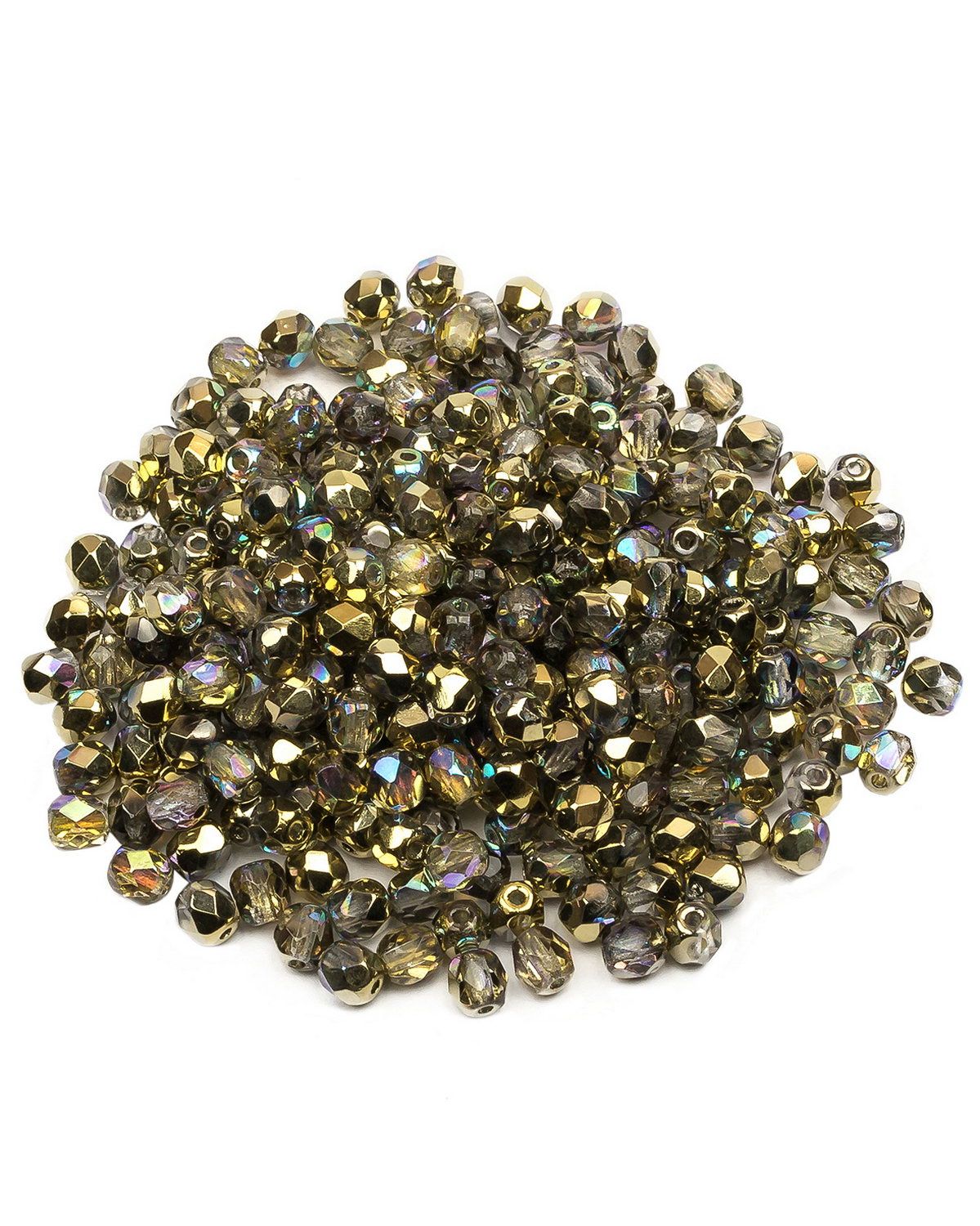 

Стеклянные чешские бусины ганеные круг 4 мм Crystal Golden Rainbow 250шт, Разноцветный, FP-4