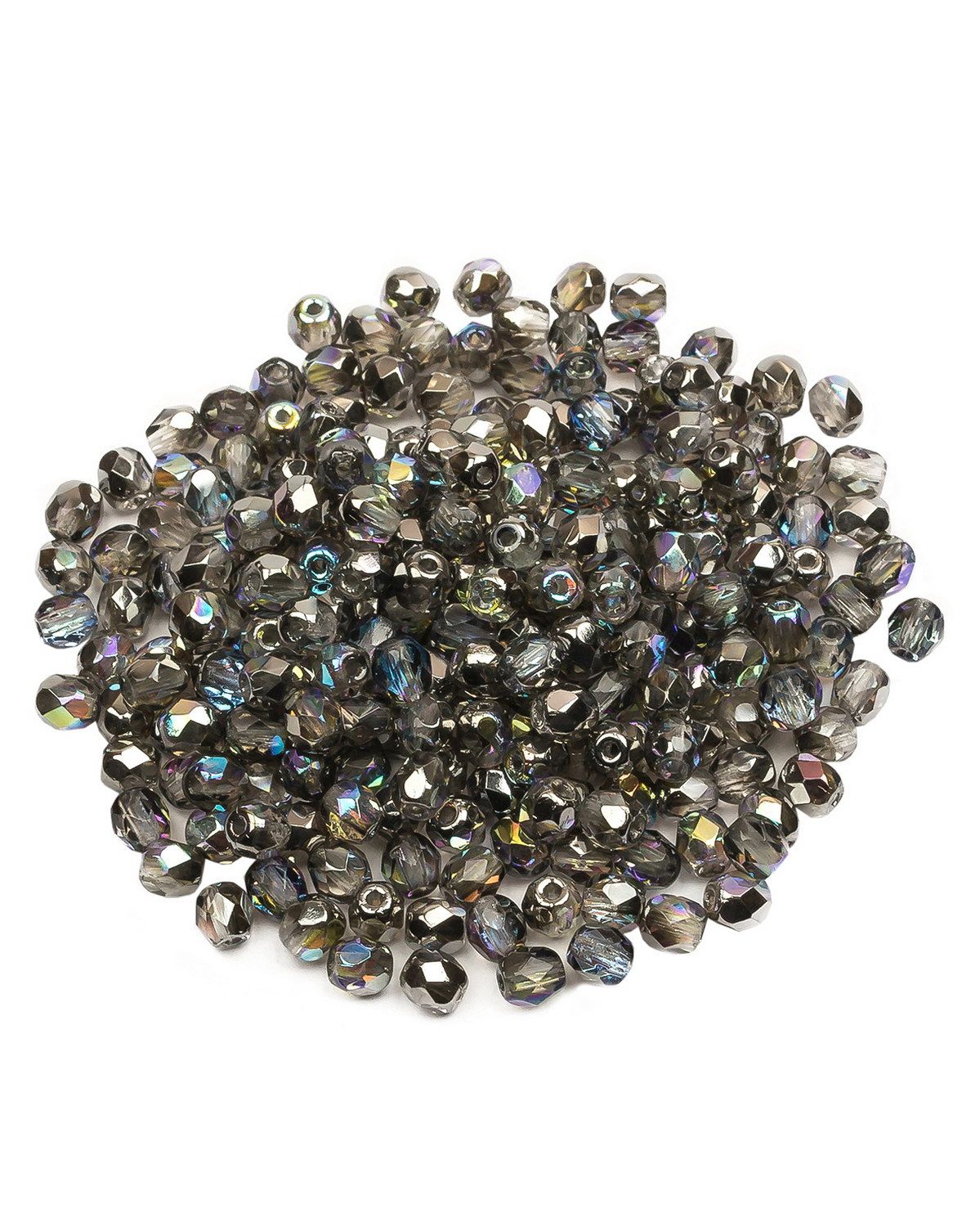 

Стеклянные чешские бусины ганеные круг 4 мм Crystal Graphite Rainbow 250шт, Разноцветный, FP-4