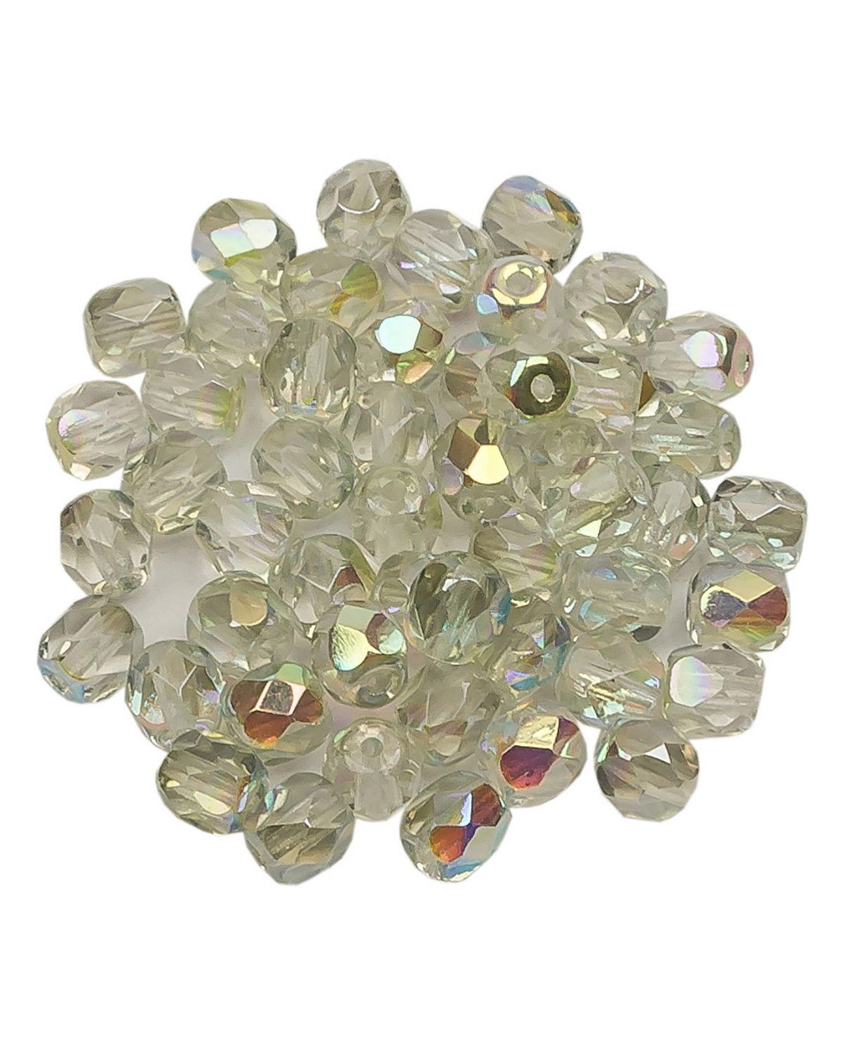 

Стеклянные чешские бусины Fire polished beads ганеные круг 4 мм Crystal Green Rainbow 50шт, Разноцветный, FP-4