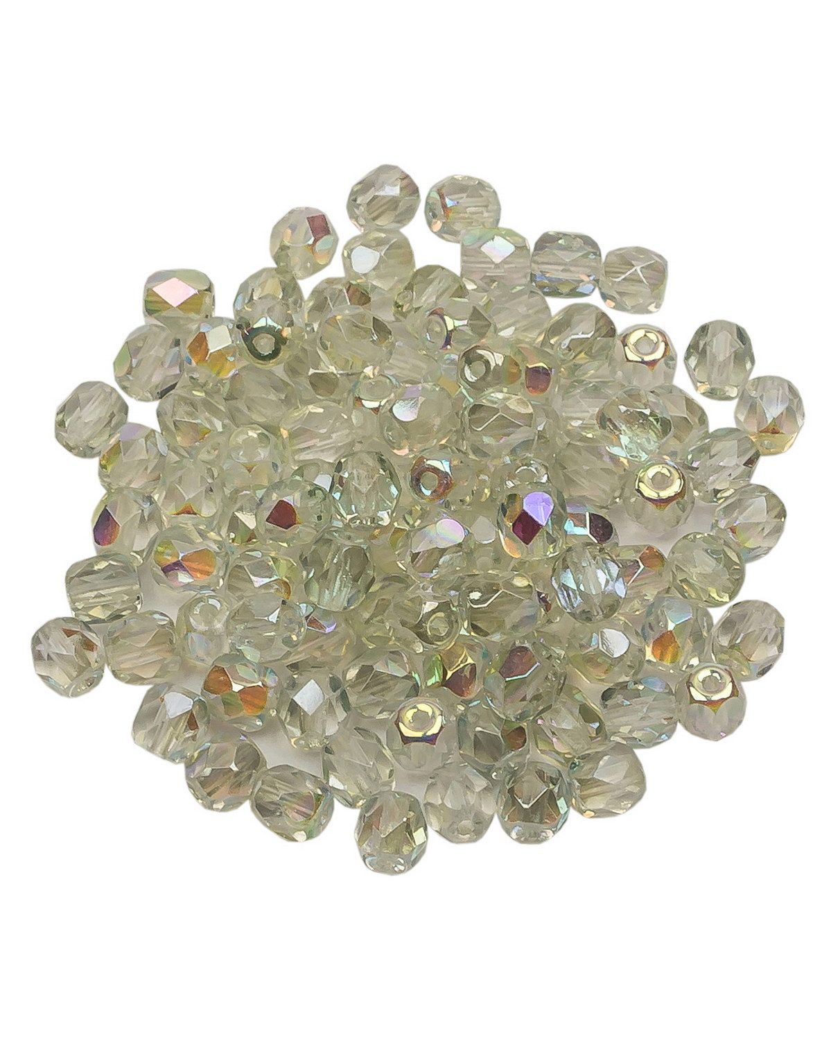 

Стеклянные чешские бусины ганеные круг 4 мм Crystal Green Rainbow 100шт, Разноцветный, FP-4