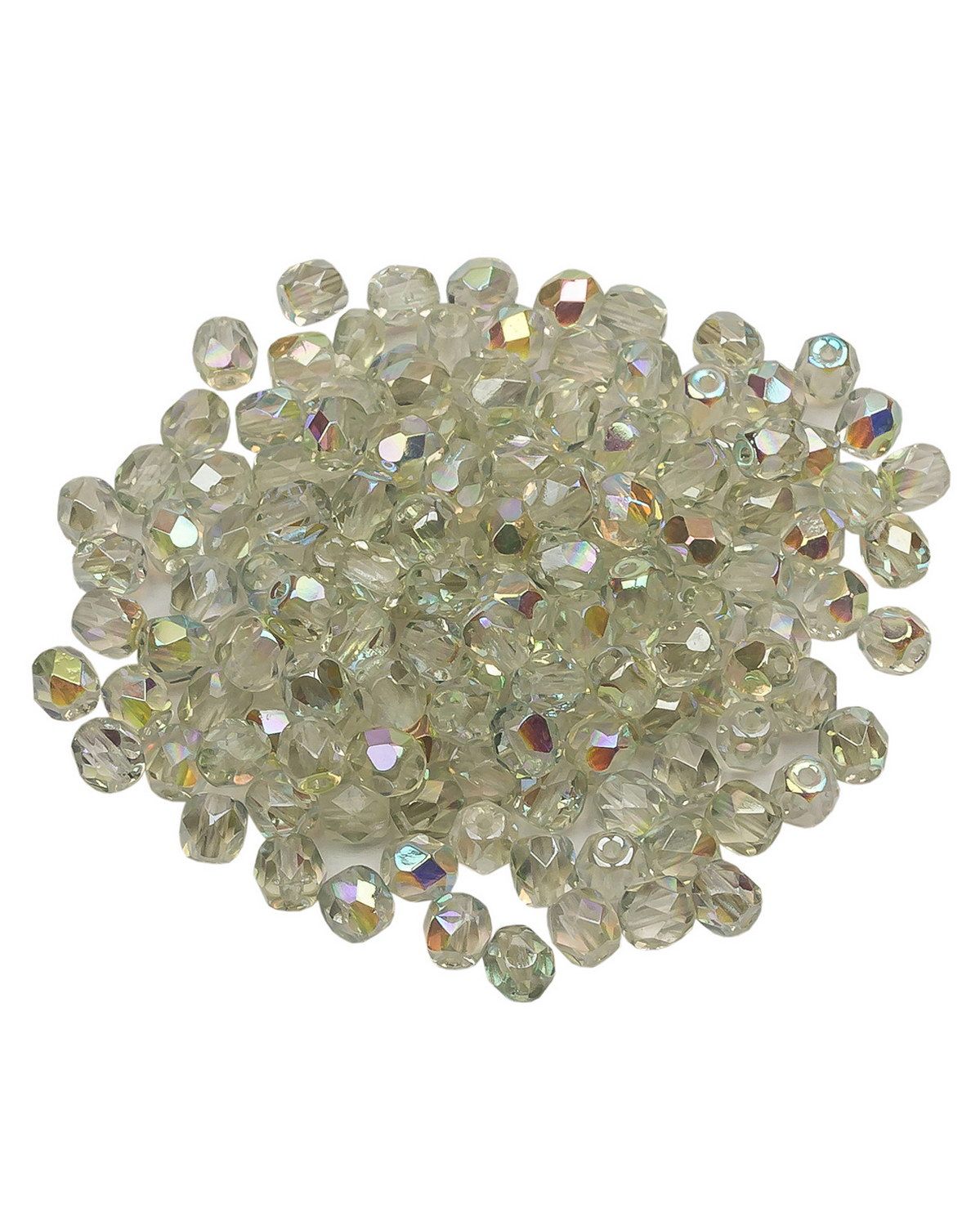 

Стеклянные чешские бусины ганеные круг 4 мм Crystal Green Rainbow 150шт, Разноцветный, FP-4