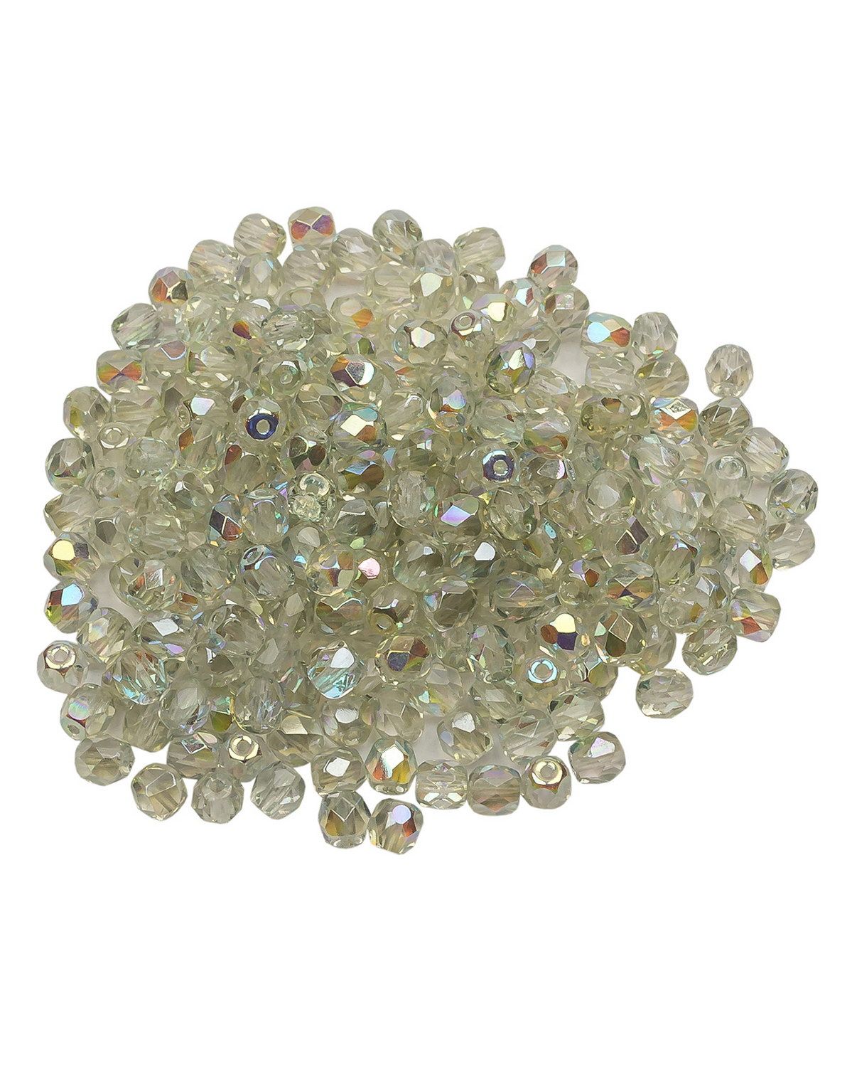 

Стеклянные чешские бусины ганеные круг 4 мм Crystal Green Rainbow 250шт, Разноцветный, FP-4