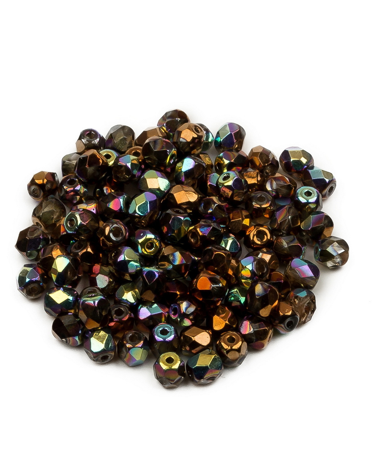 

Стеклянные чешские бусины ганеные круг 4 мм Crystal Glittery Bronze 100шт, Разноцветный, FP-4