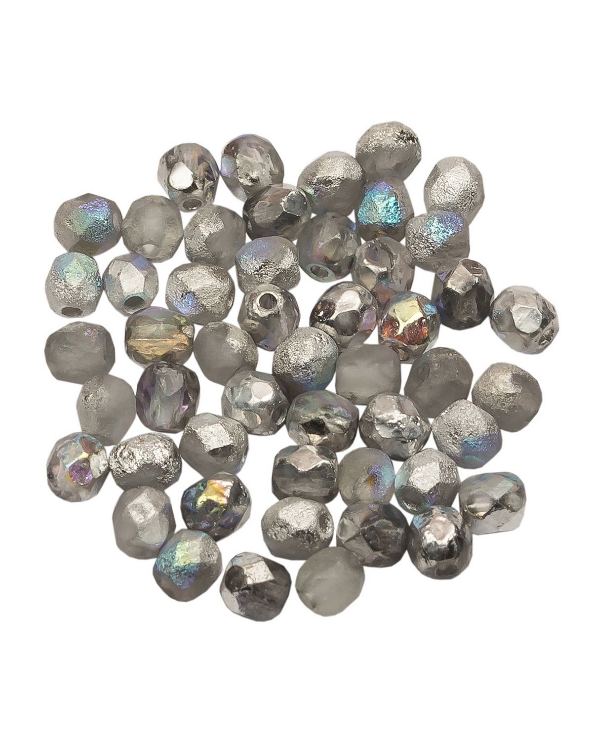 

Стеклянные чешские бусины ганеные круг 4 мм Crystal Etched Silver Rainbow 50шт, Разноцветный, FP-4