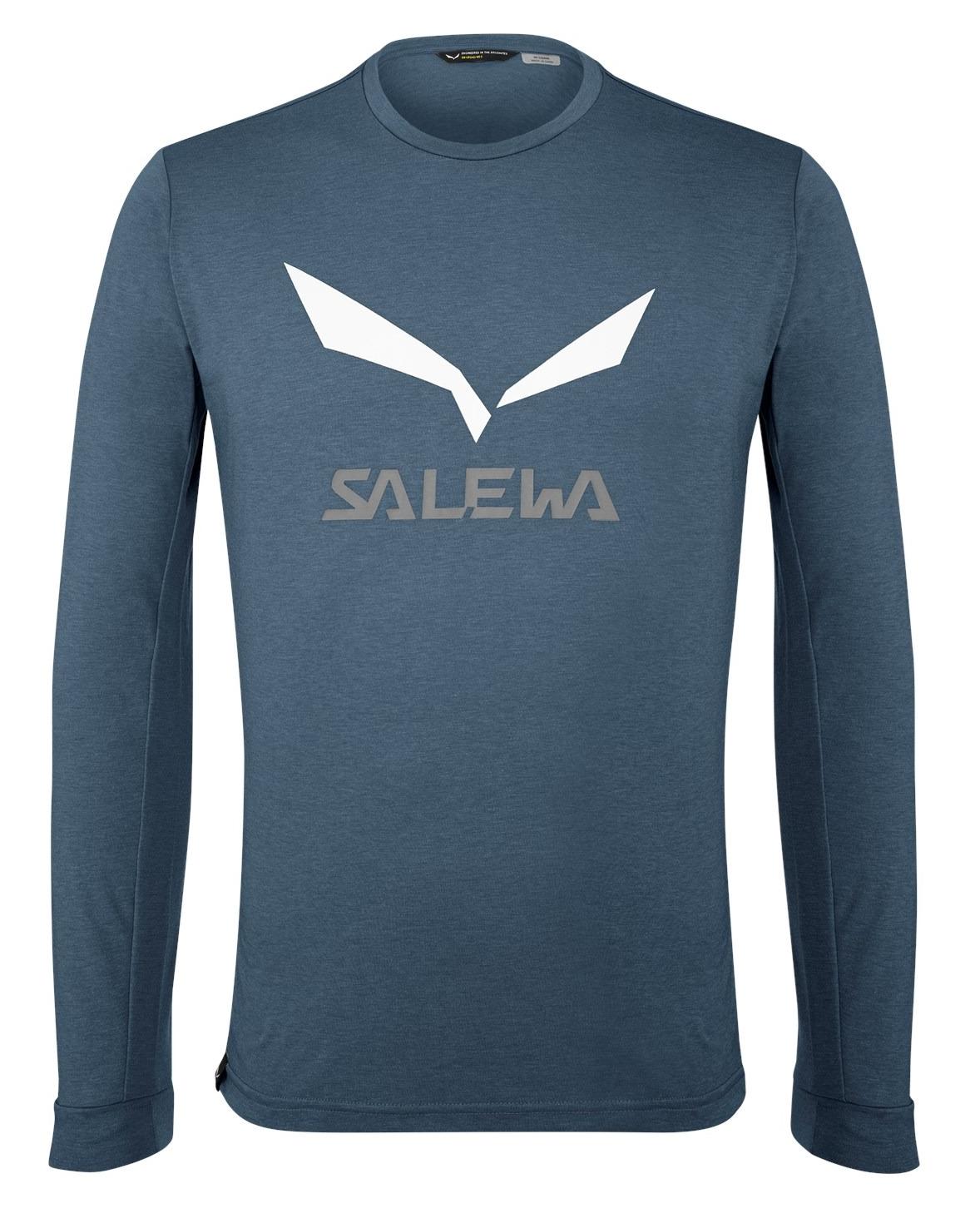 фото Футболка salewa solidlogo dry men's l/s tee premium navy melange (eur:46)