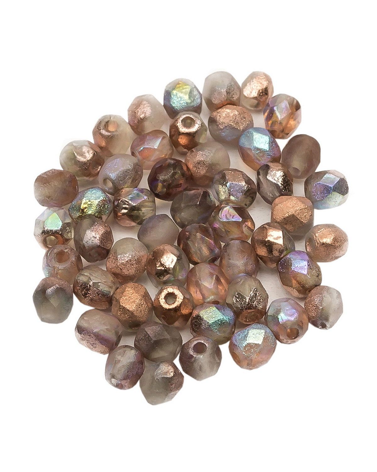 

Стеклянные чешские бусины ганеные круг 4 мм Crystal Etched Copper Rainbow 50шт, Разноцветный, FP-4