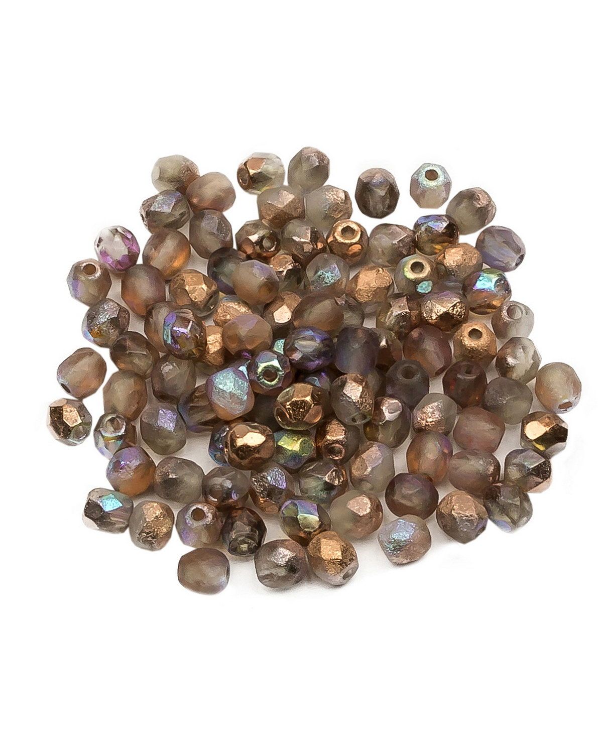 

Стеклянные чешские бусины ганеные круг 4 мм Crystal Etched Copper Rainbow 100шт, Разноцветный, FP-4