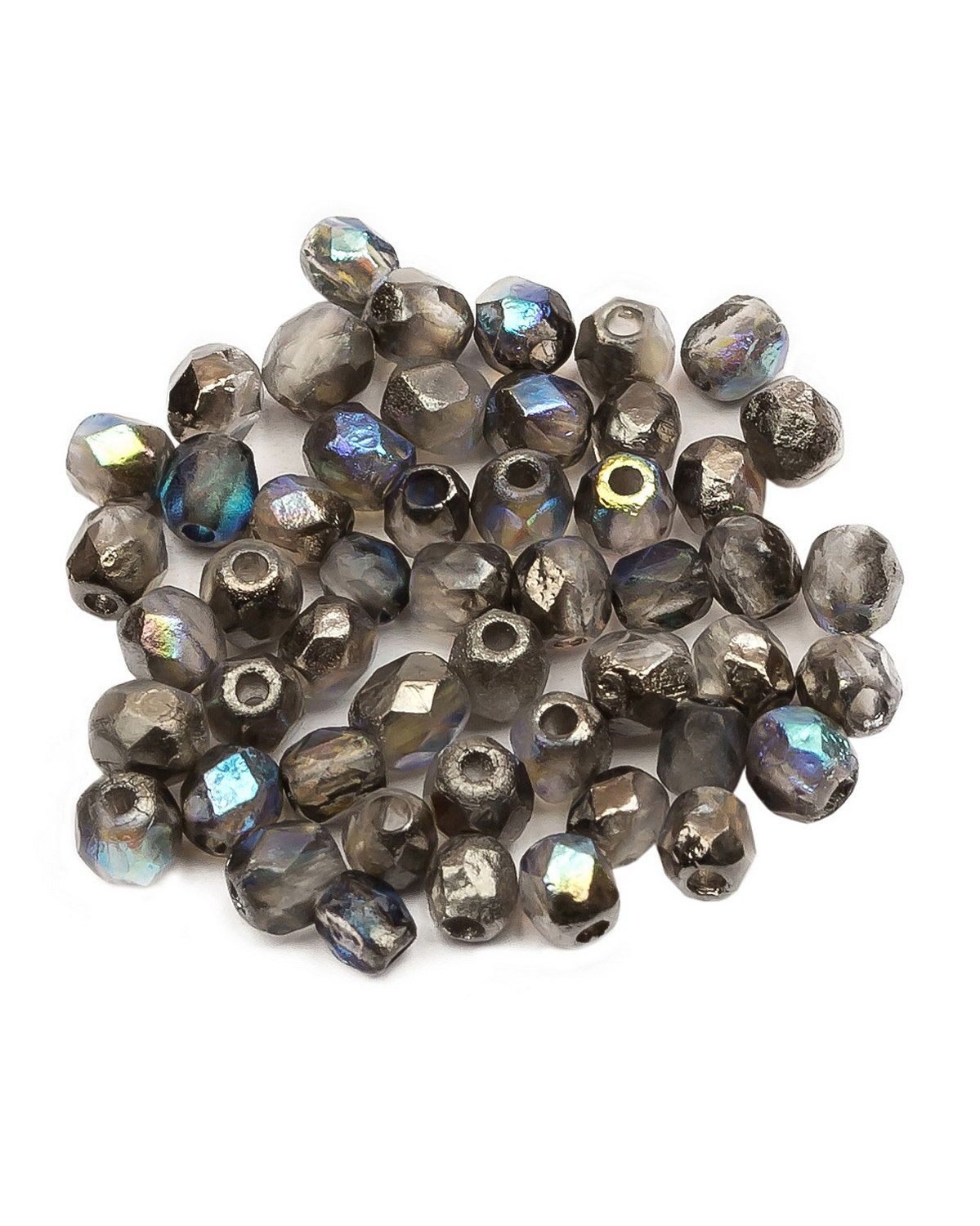 

Стеклянные чешские бусины ганеные круг 4 мм Crystal Etched Graphite Rainbow 50шт, Разноцветный, FP-4