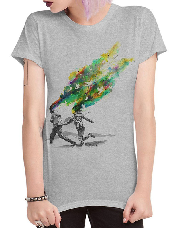 

Футболка женская DreamShirts Studio Белый Голубь Мира серая 3XL, Серый;белый, Белый Голубь Мира