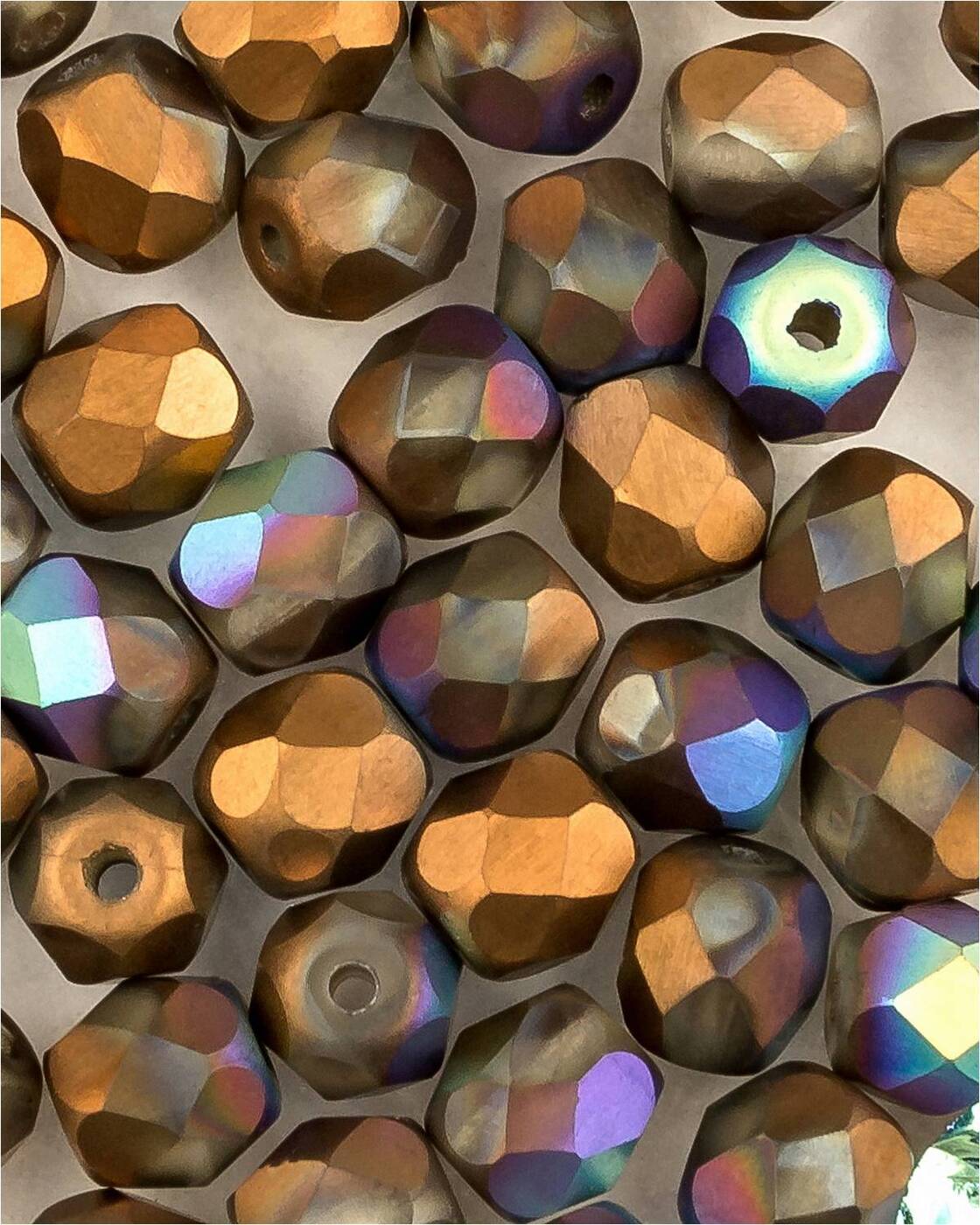 Стеклянные чешские бусины ганеные круг 4 мм Crystal Glittery Bronze Matted 50шт