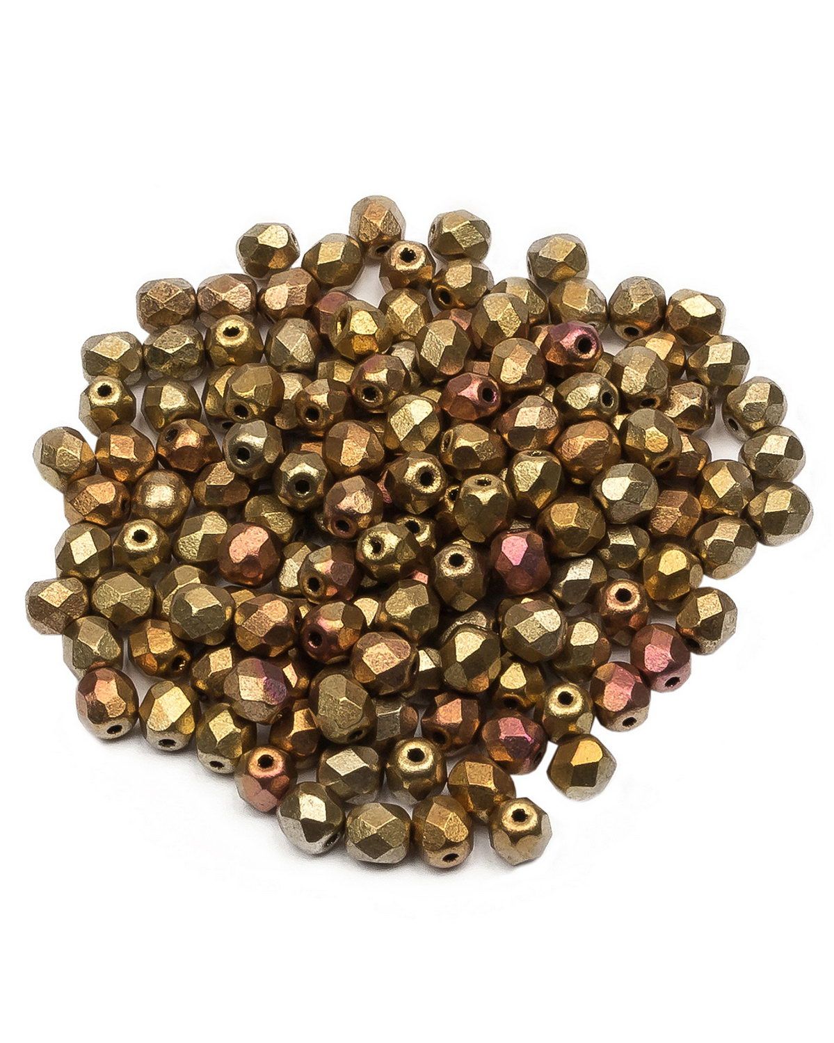 Стеклянные чешские бусины Fire polished beads ганеные круглые 4 мм Metallic Mix 150шт FP-4 разноцветный