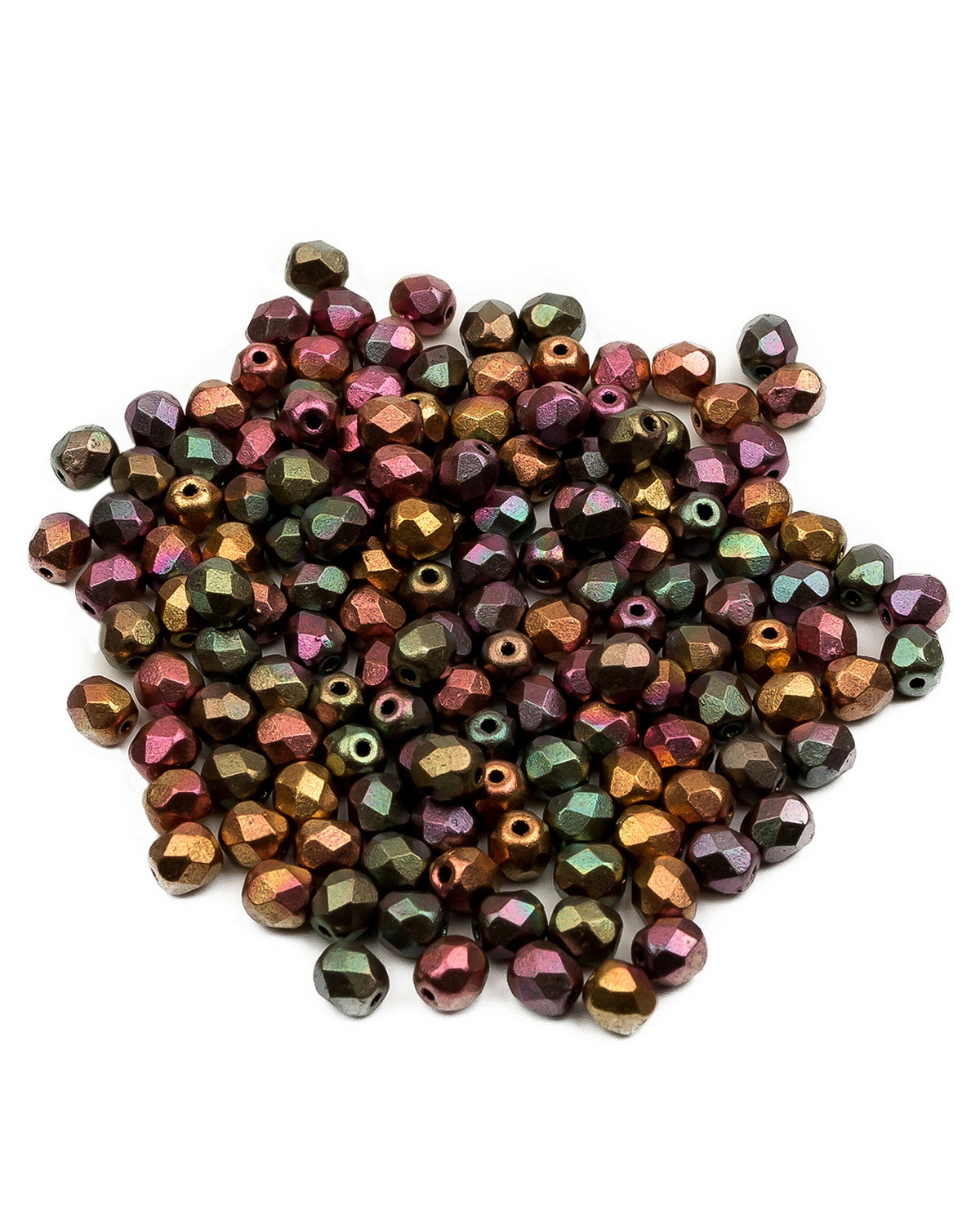 

Стеклянные чешские бусины Fire polished beads ганеные круглые 4 мм Purple Iris Gold 50шт, Розовый, FP-4