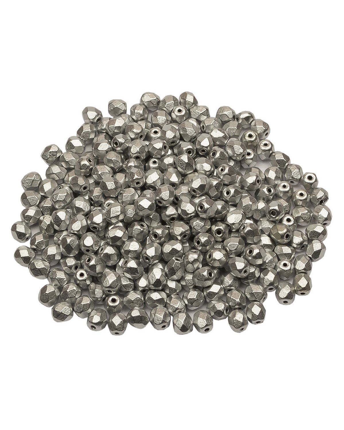 Стеклянные чешские бусины Fire polished beads ганеные круглые 4 мм Aluminium Silver 250шт