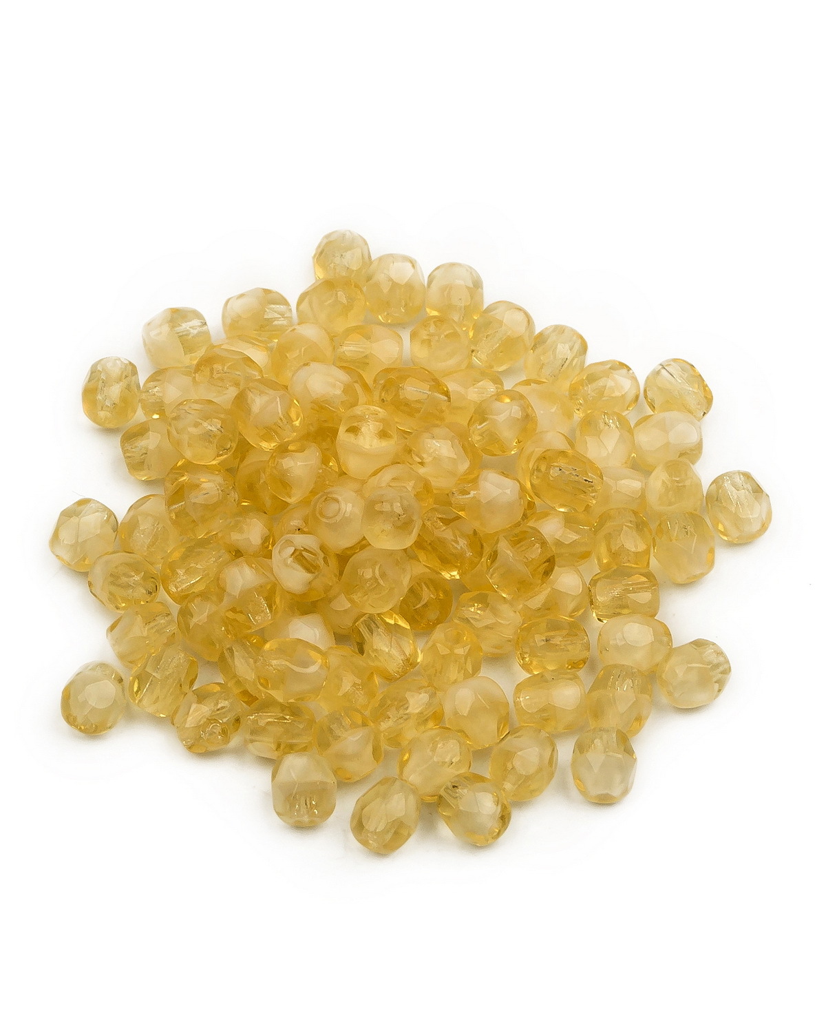 

Стеклянные чешские бусины Fire polished beads ганеные круглые 4 мм цвет цвет 06138 100шт, Желтый, FP-4