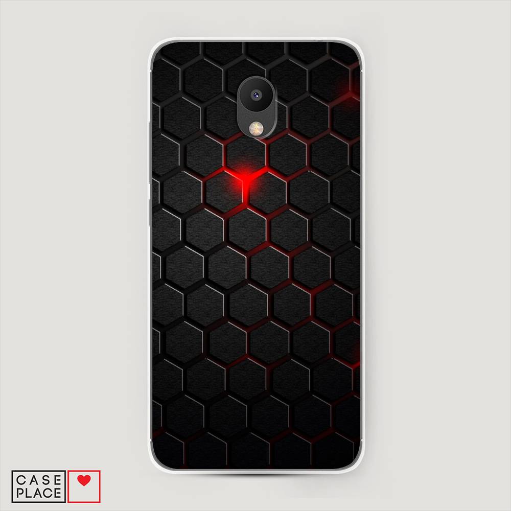 фото Чехол awog "фон соты красные" для meizu m6