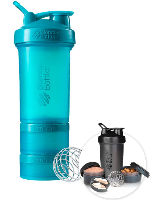 

Шейкер с контейнерами и таблетницей BlenderBottle ProStak Full Color 624 мл teal, ProStak