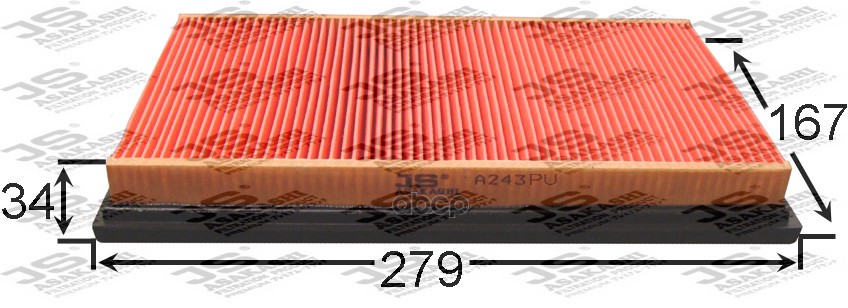 

Фильтр воздушный JS Asakashi A243PU, A243PU