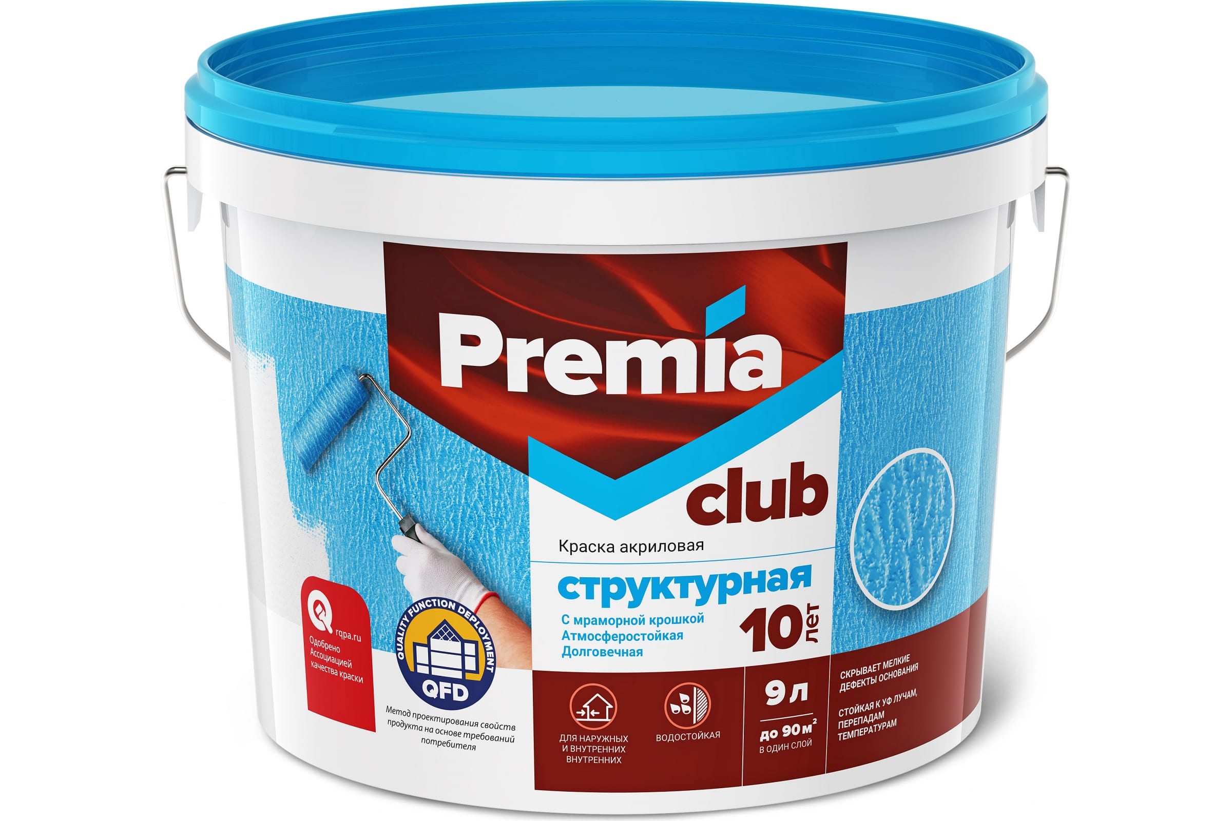 

PREMIA Краска CLUB структурная база А, ведро 9 л О03918, Белый