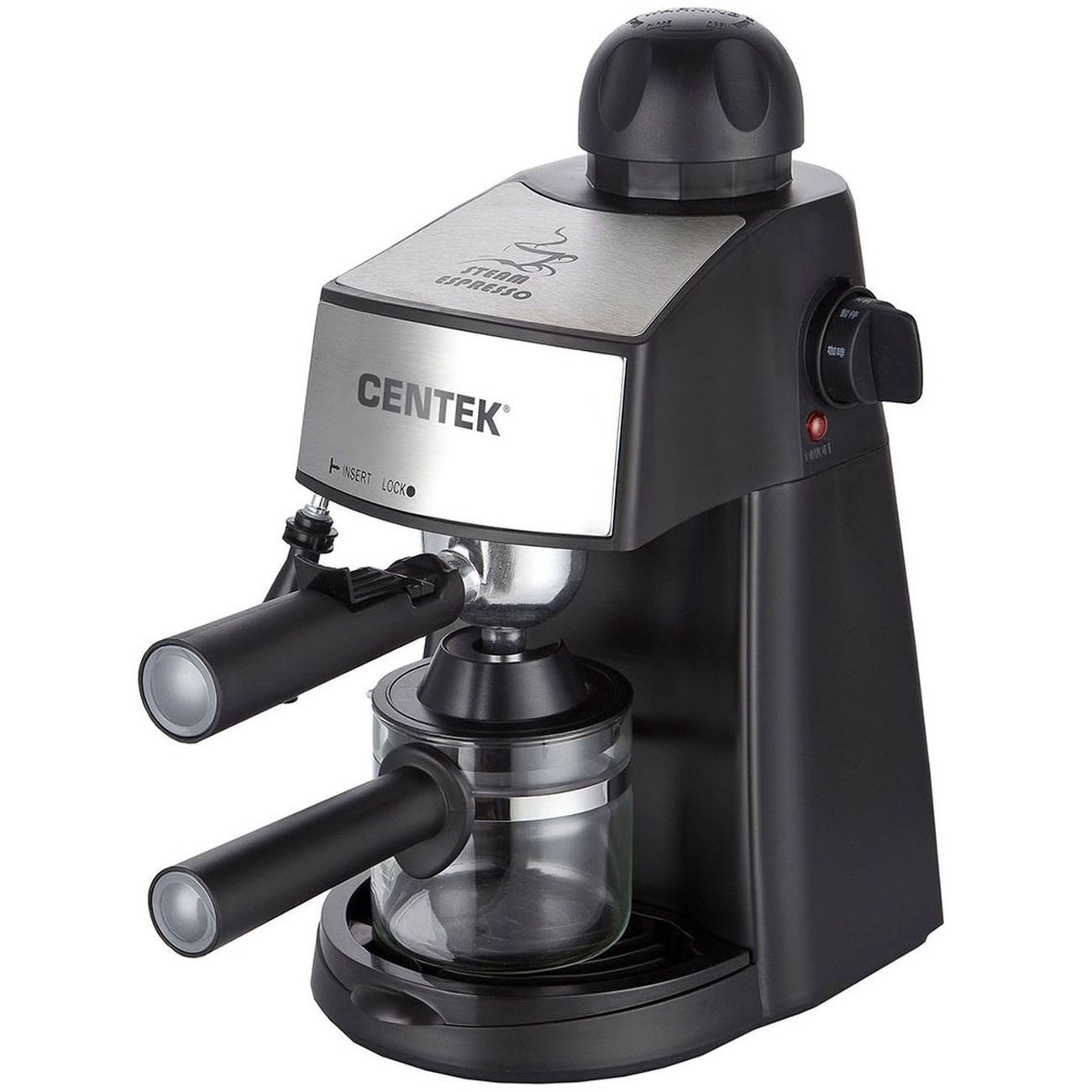 

Рожковая кофеварка Centek CT-1160 черный, серебристый, CT-1160