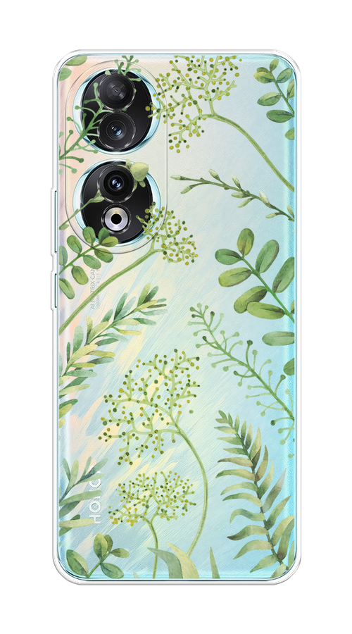

Чехол Homey на Honor 90 "Green Leaves"", Зеленый;прозрачный, 6121450-1