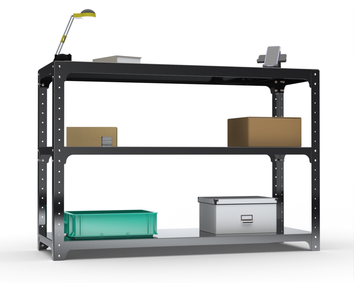 

Стол-верстак Metalex 205428 KIT 950х1500х400 с двумя полками, чёрный
