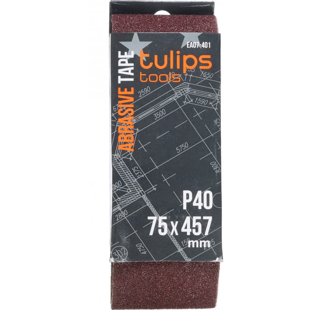

Tulips tools Лента шлифовальная , 75х457 мм, P40, 3 шт EA07-401