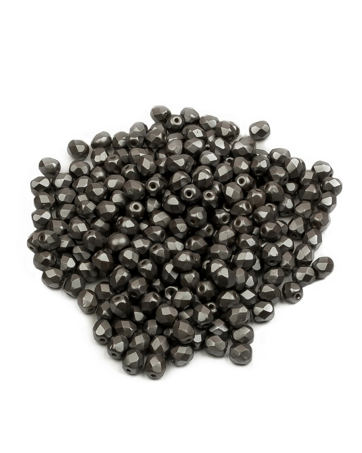 

Стеклянные чешские бусины ганеные круг 4 мм Alabaster Pastel Lt.Grey 250шт, Черный, FP-4